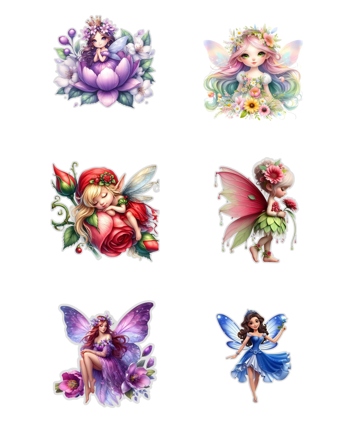 Fairy Fussy Cuts Journal Stickers | Set of 96 Pre-Cut Stickers (5 cm)