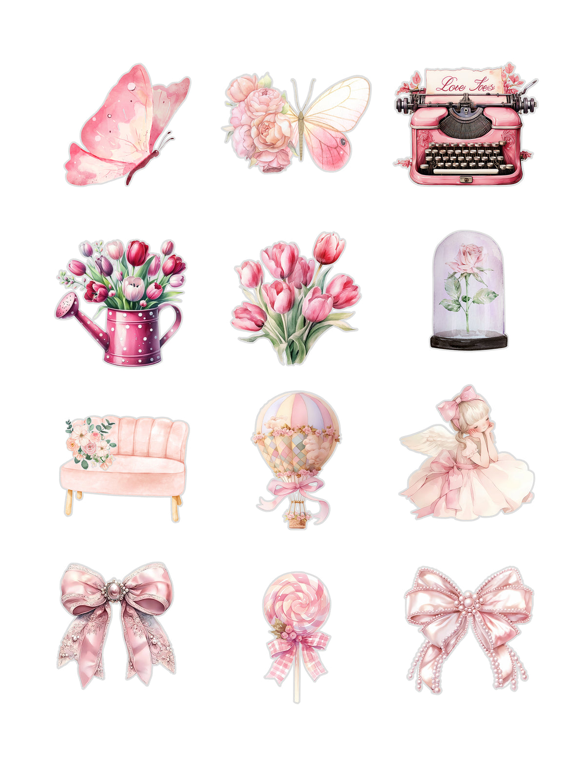 Shabby Chic Fussy Cuts Journal Stickers | Set of 48 Pre-Cut Stickers (3 cm)