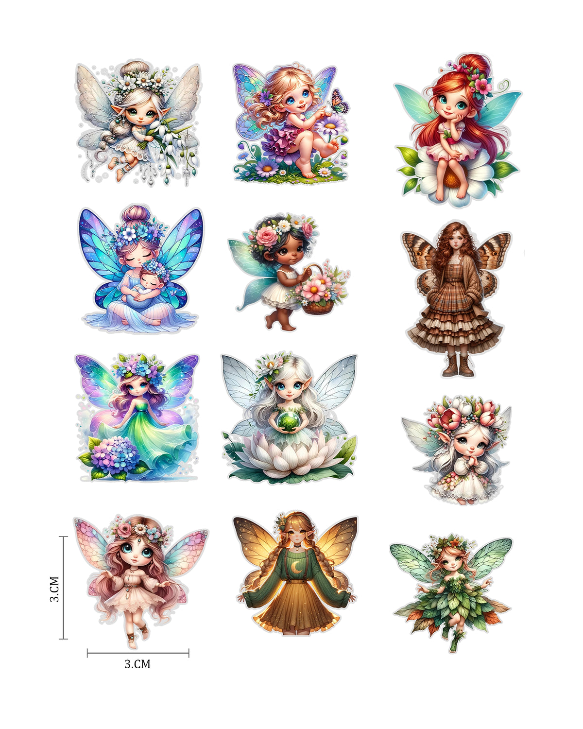 Fairy Fussy Cut Journal Stickers | Set of 48 Pre-Cut Stickers (3 cm)