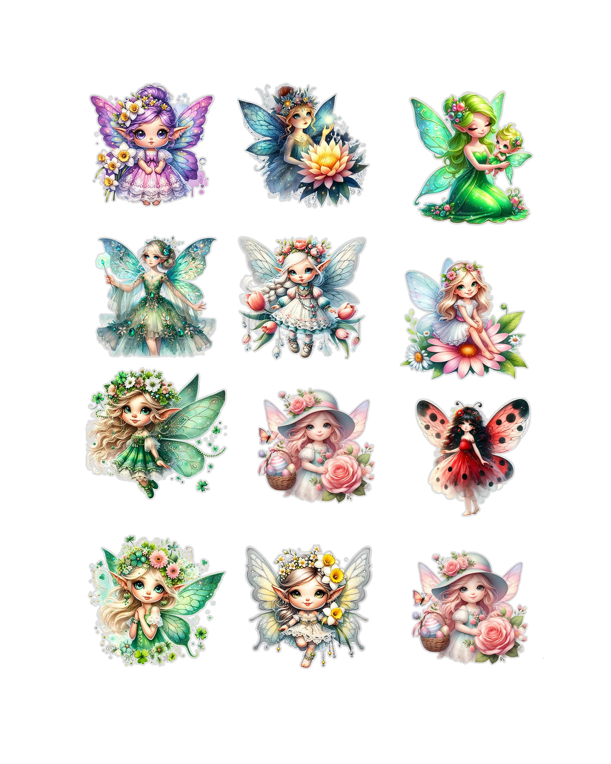 Fairy Fussy Cut Journal Stickers | Set of 48 Pre-Cut Stickers (3 cm)