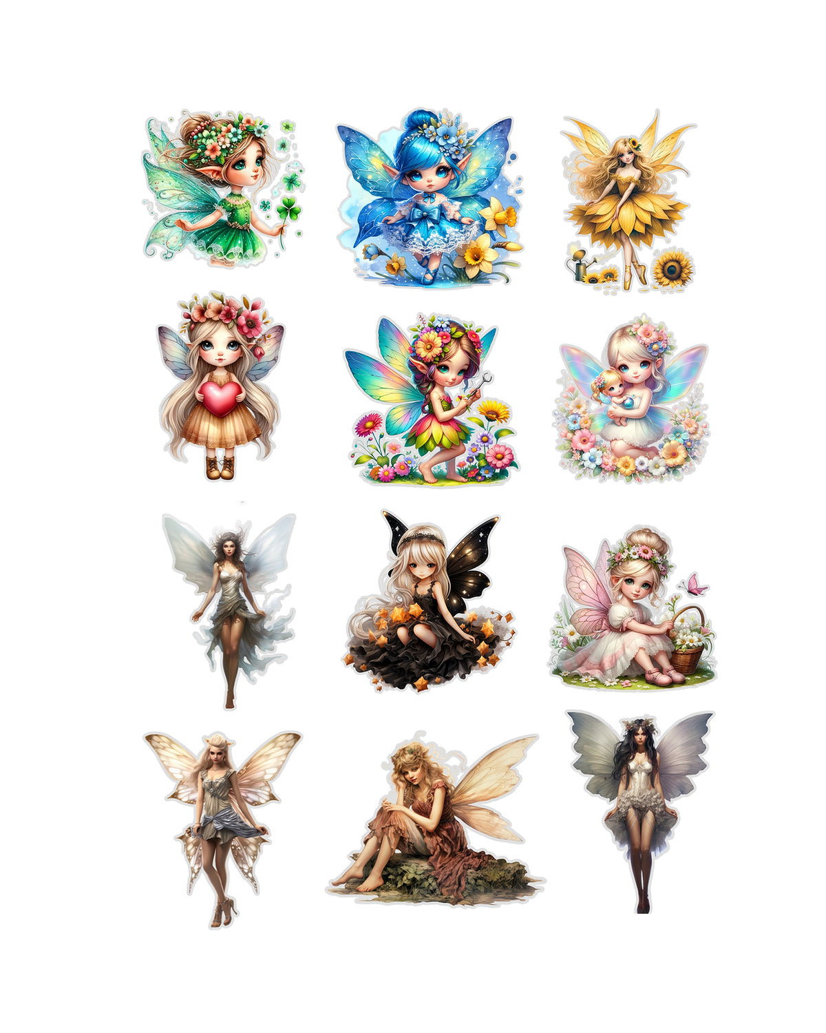 Fairy Fussy Cut Journal Stickers | Set of 48 Pre-Cut Stickers (3 cm)