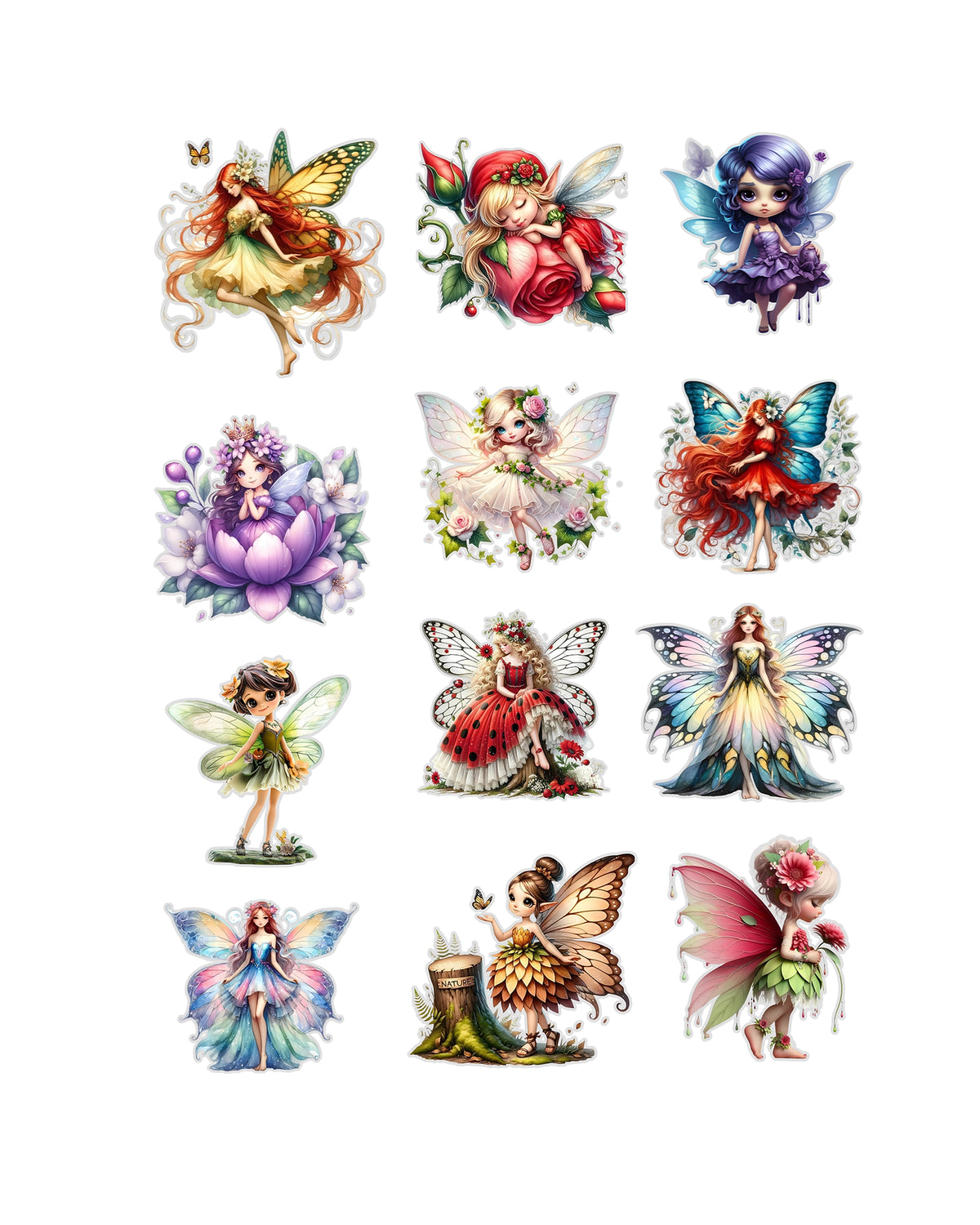 Fairy Fussy Cut Journal Stickers | Set of 48 Pre-Cut Stickers (3 cm)