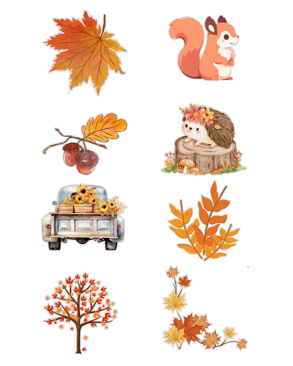 Autumn Fussy Cuts Journal Stickers | Set of 96 Large Stickers (4 cm)