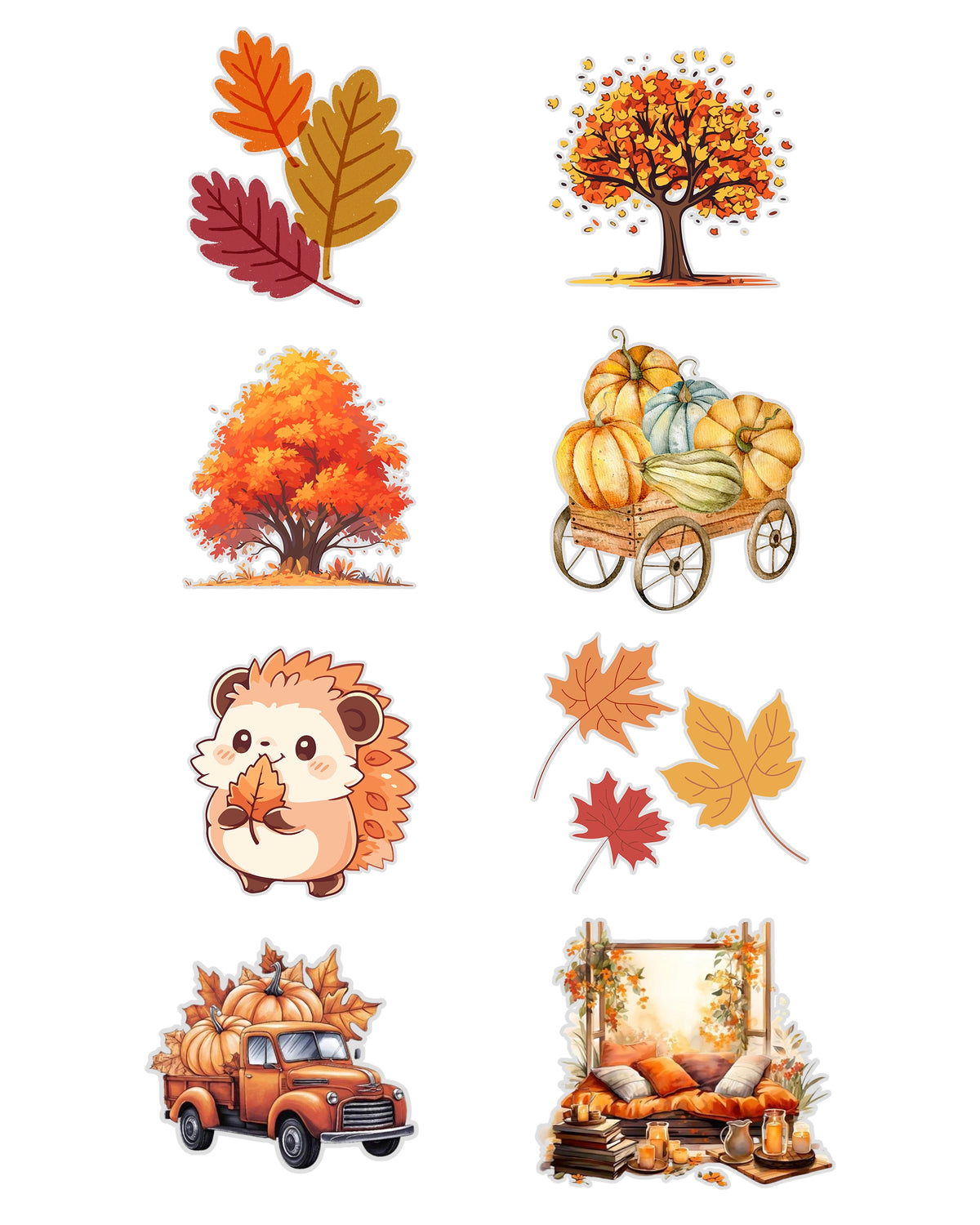 Autumn Fussy Cuts Journal Stickers | Set of 96 Large Stickers (4 cm)