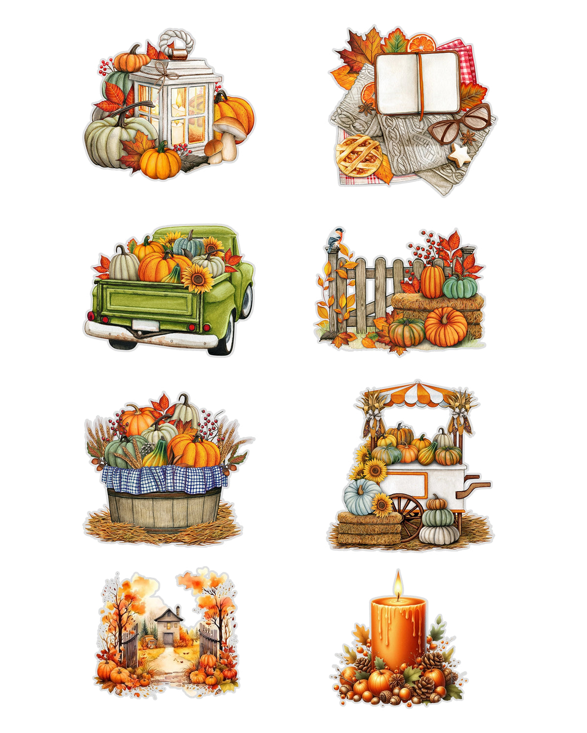 Autumn Fussy Cuts Journal Stickers | Set of 96 Large Stickers (4 cm)