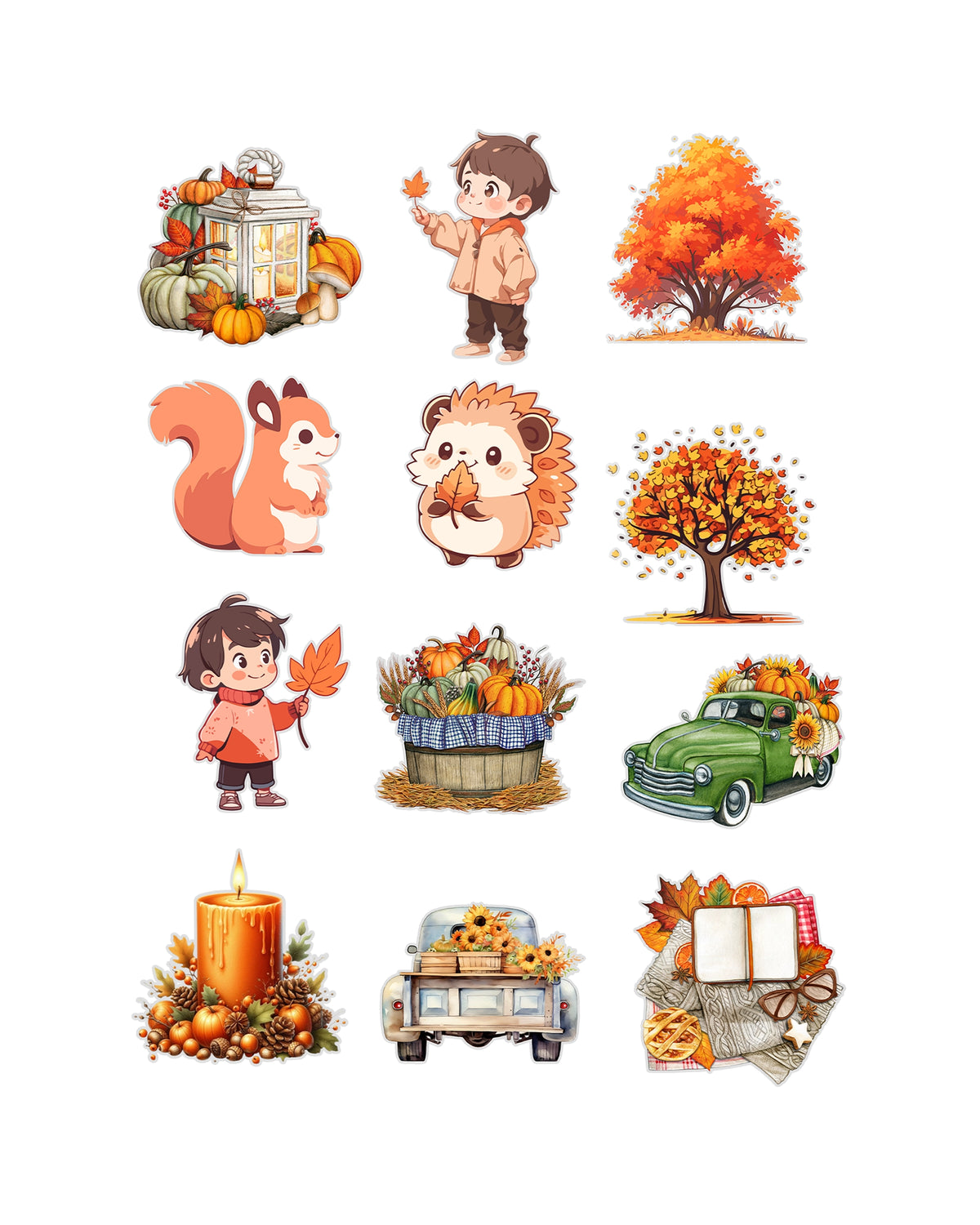 Autumn Fussy Cuts Journal Stickers | Set of 48 Pre-Cut Stickers