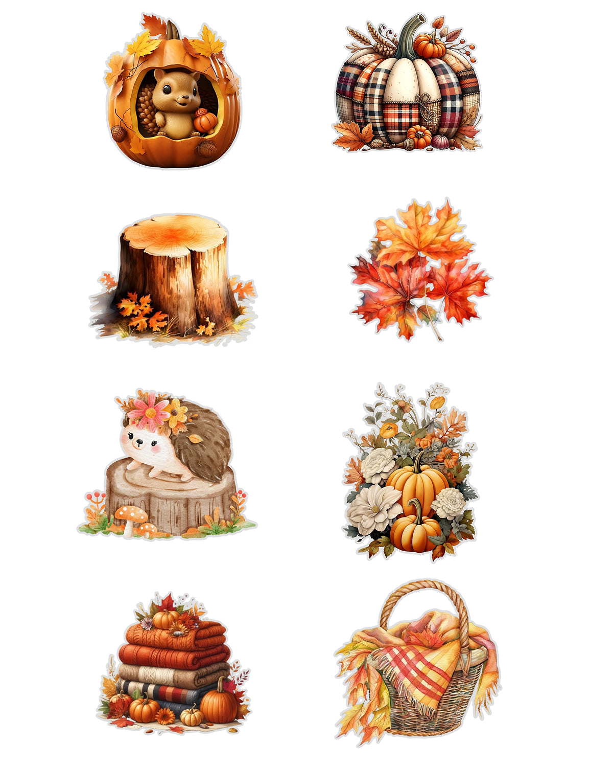Autumn Fussy Cuts Journal Stickers | Set of 96 Large Stickers (4 cm)