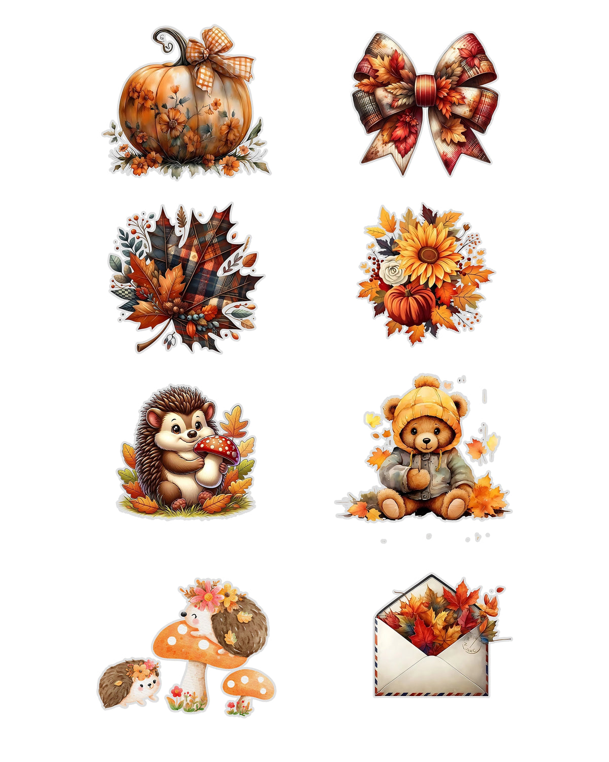 Autumn Fussy Cuts Journal Stickers | Set of 96 Large Stickers (4 cm)