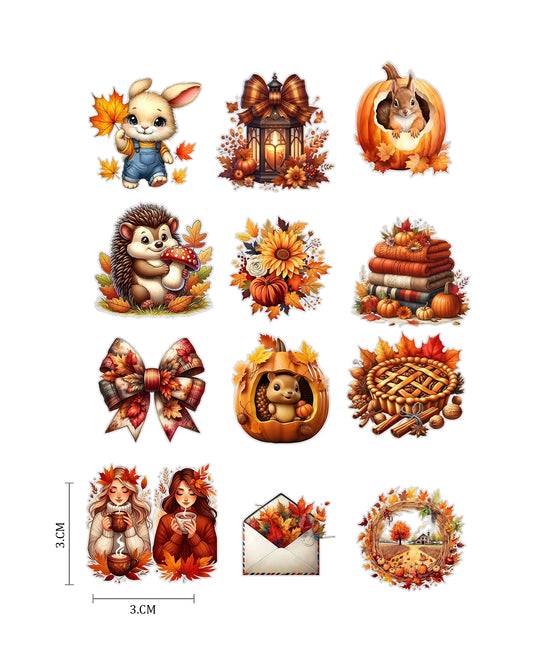 Autumn Fussy Cuts Journal Stickers | Set of 48 Pre-Cut Stickers
