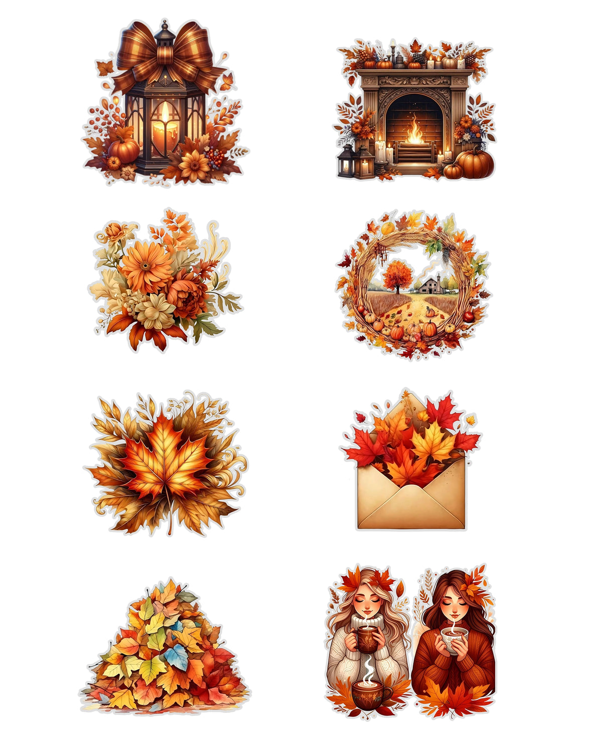 Autumn Fussy Cuts Journal Stickers | Set of 96 Large Stickers (4 cm)