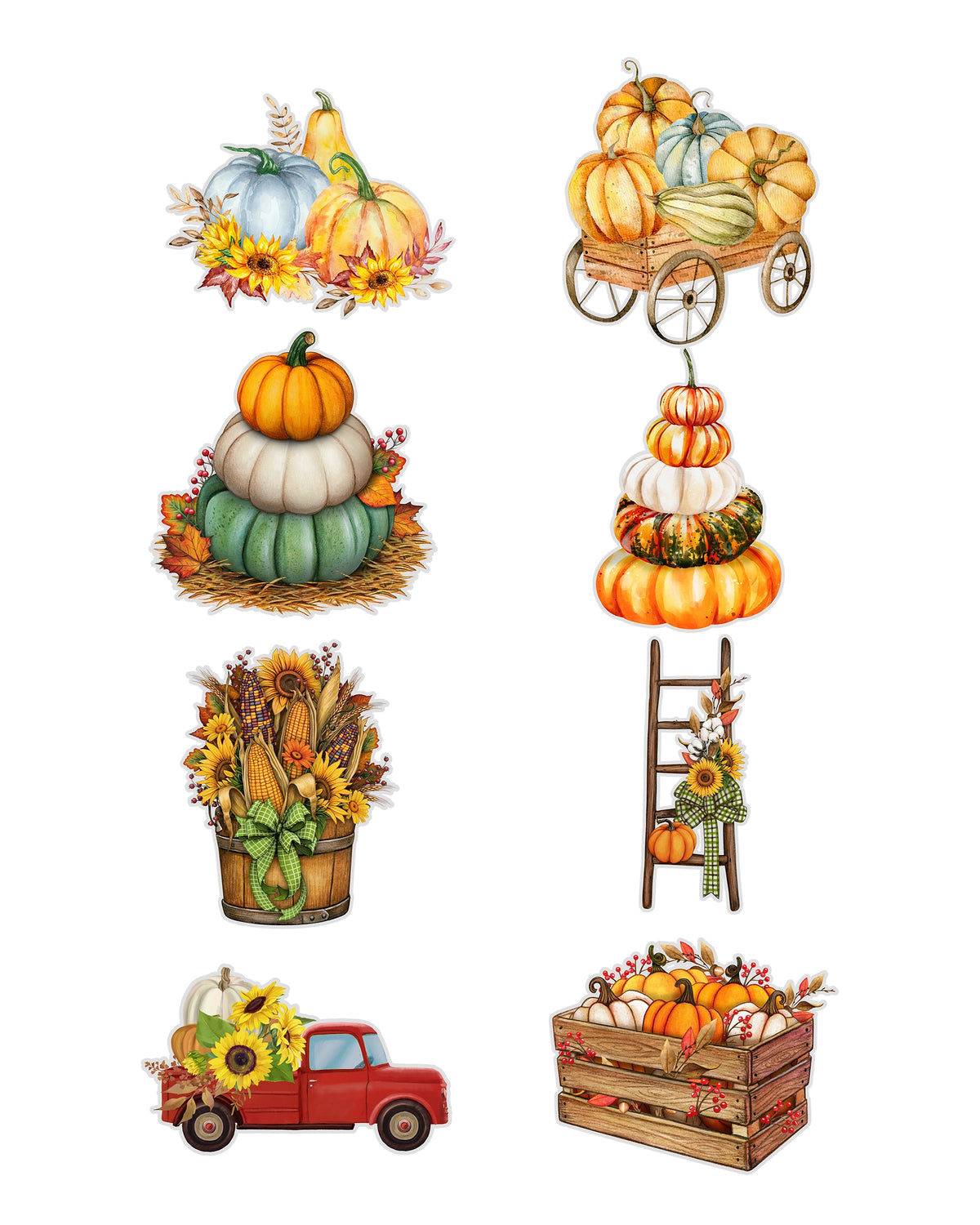 Autumn Fussy Cuts Journal Stickers | Set of 96 Large Stickers (4 cm)