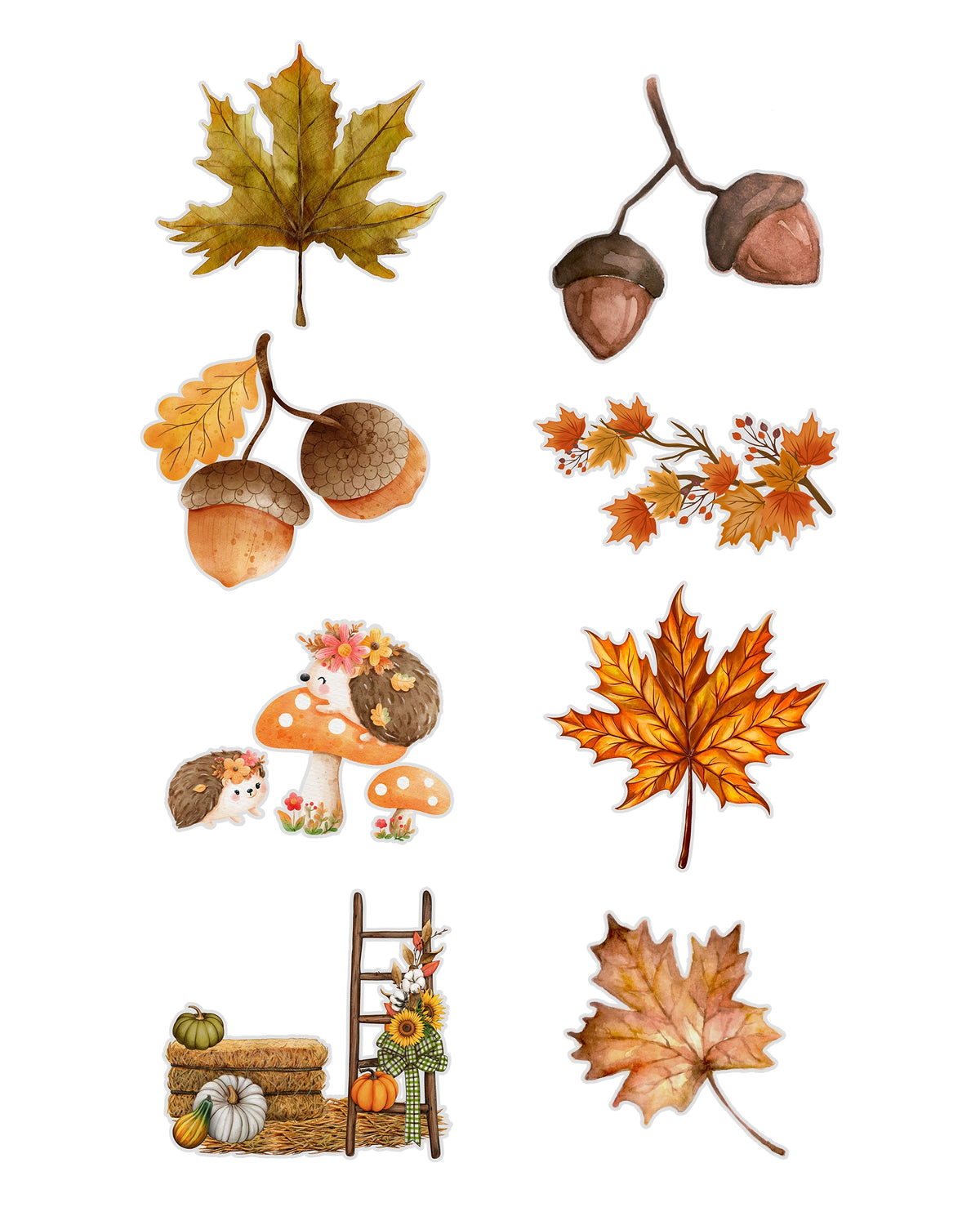 Autumn Fussy Cuts Journal Stickers | Set of 96 Large Stickers (4 cm)