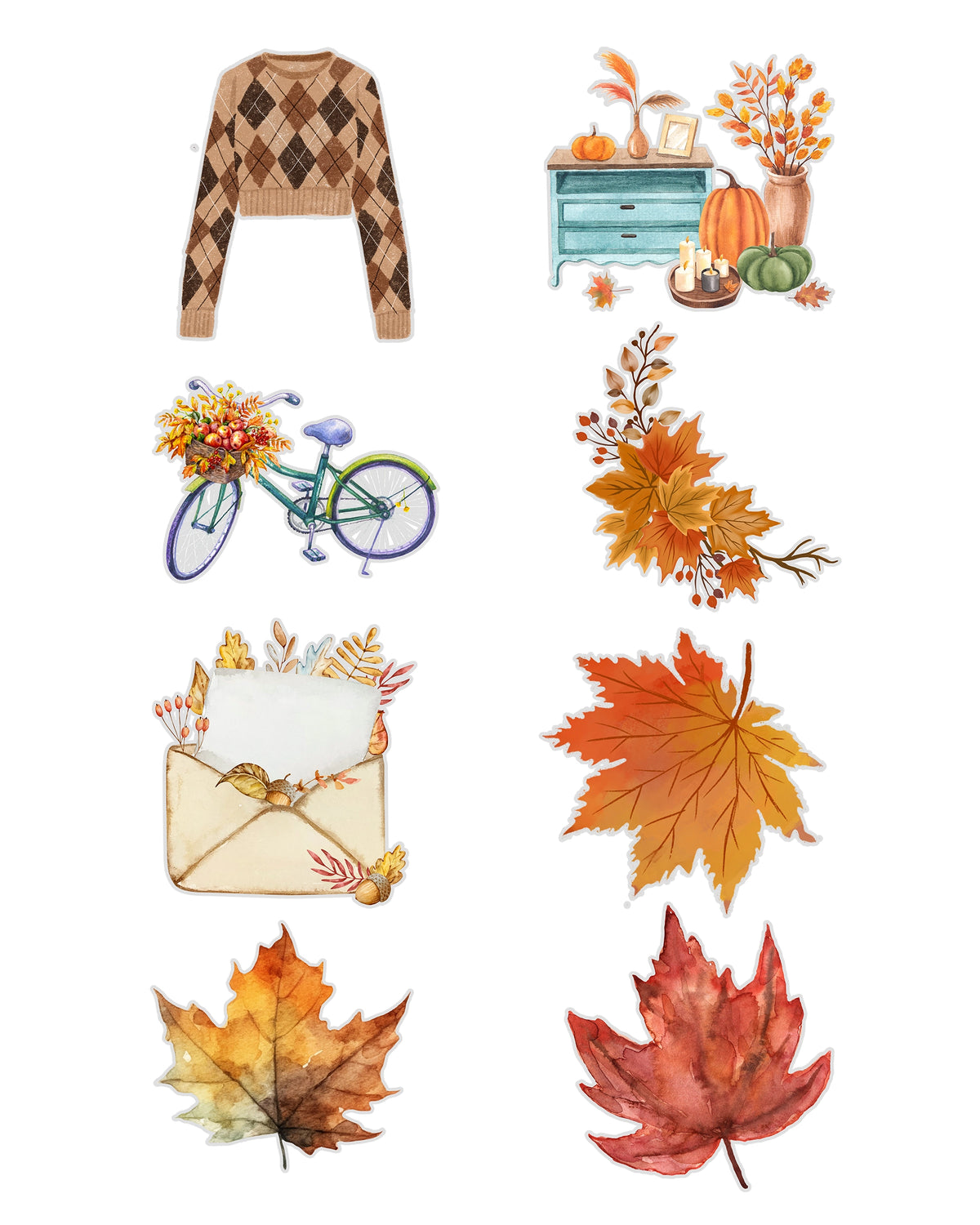 Autumn Fussy Cuts Journal Stickers | Set of 96 Large Stickers (4 cm)