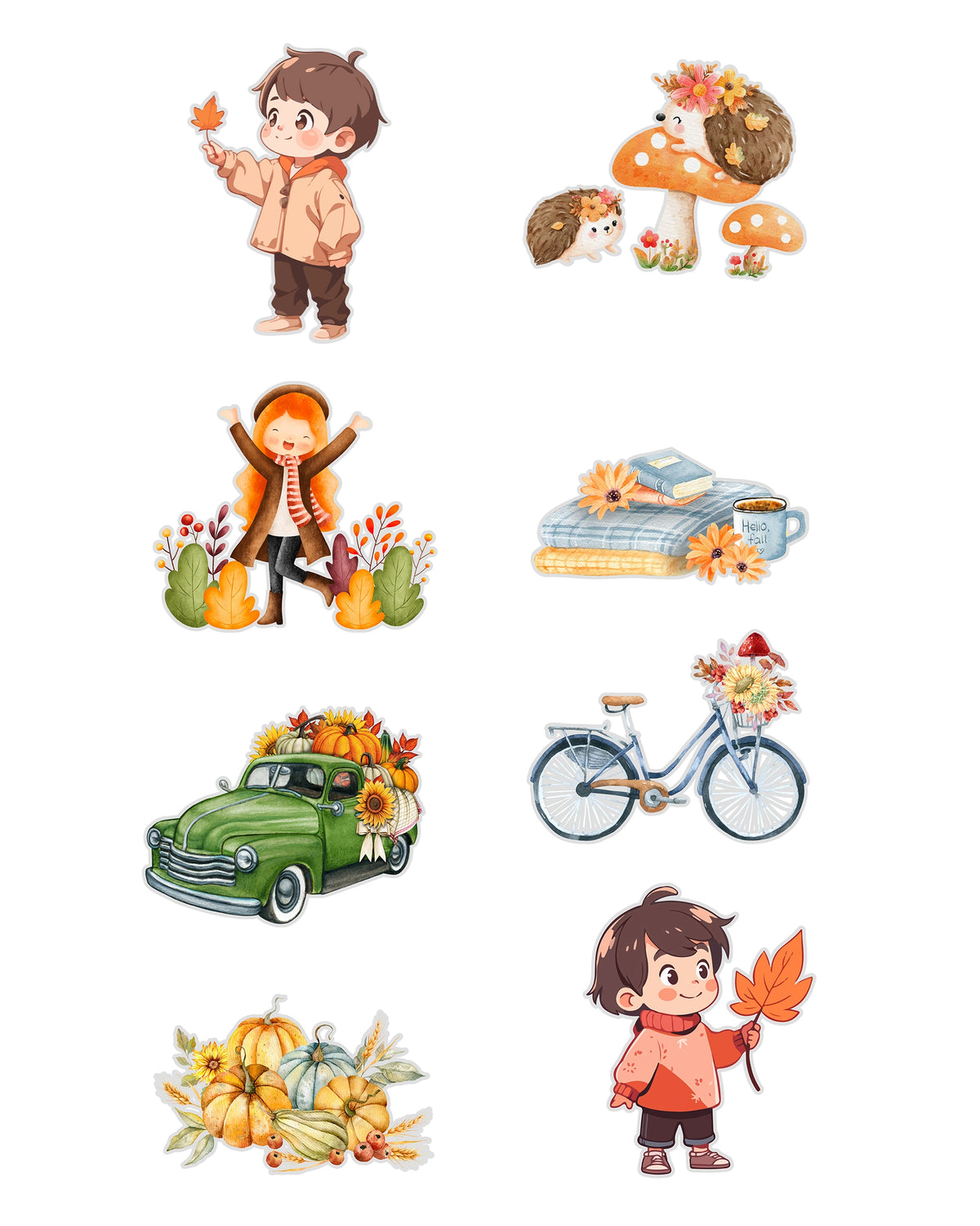 Autumn Fussy Cuts Journal Stickers | Set of 96 Large Stickers (4 cm)