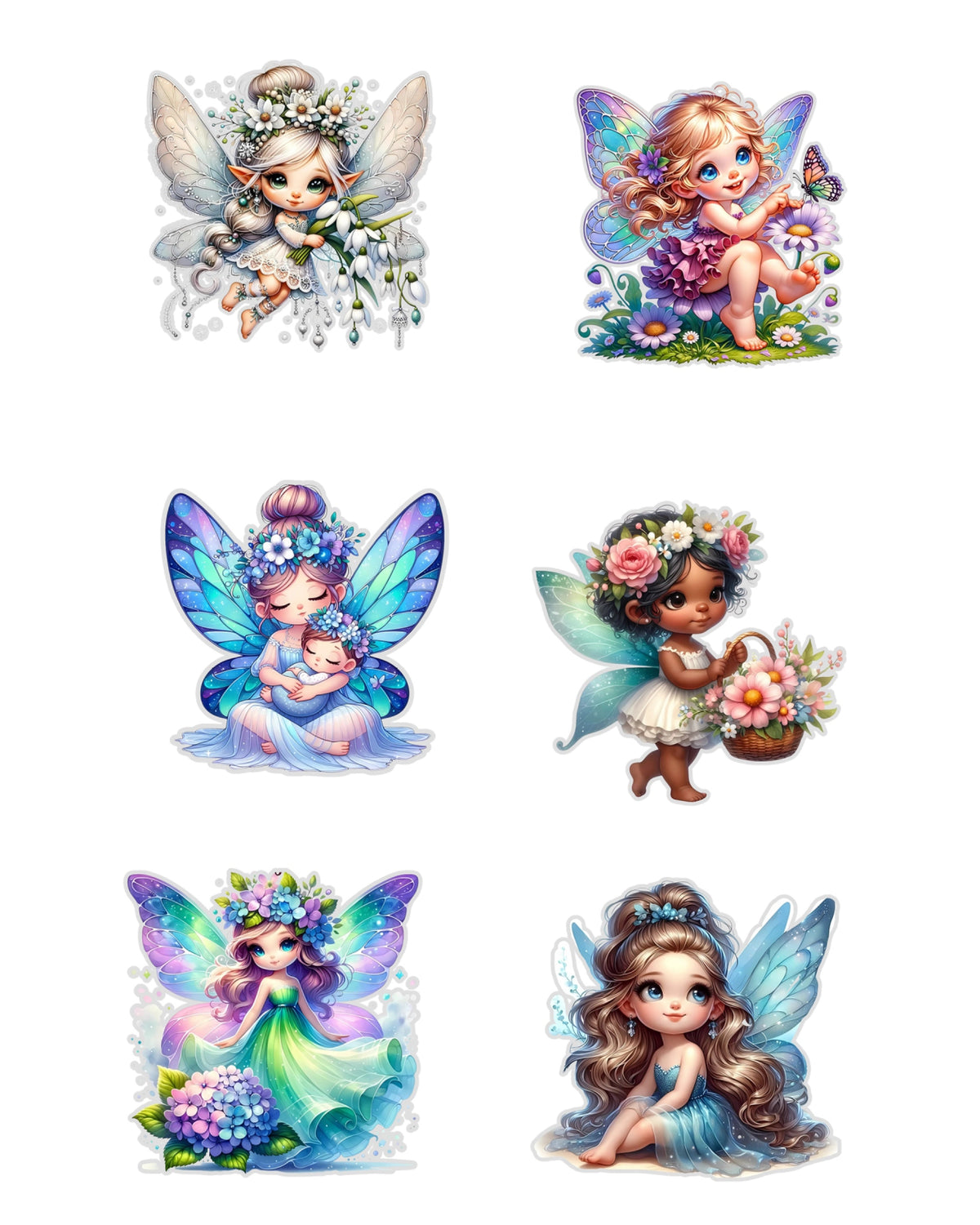 Fairy Fussy Cuts Journal Stickers | Set of 96 Pre-Cut Stickers (5 cm)