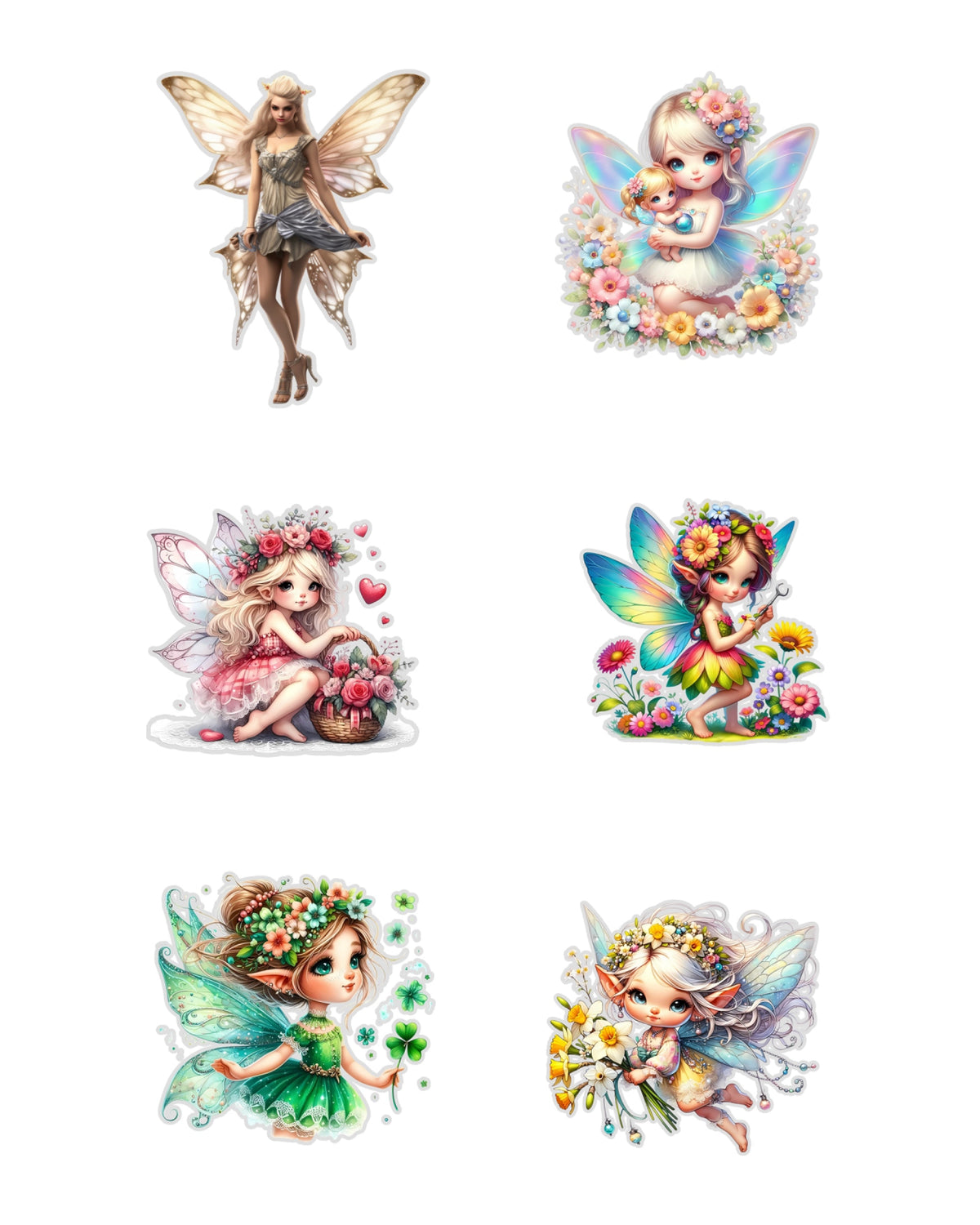 Fairy Fussy Cuts Journal Stickers | Set of 96 Pre-Cut Stickers (5 cm)