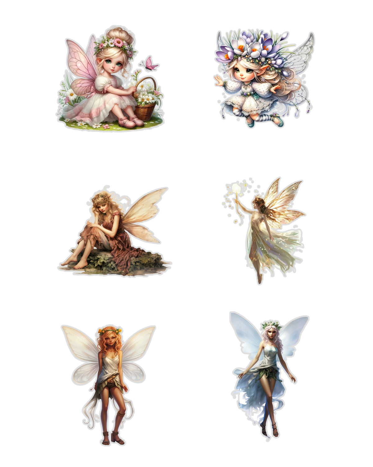 Fairy Fussy Cuts Journal Stickers | Set of 96 Pre-Cut Stickers (5 cm)