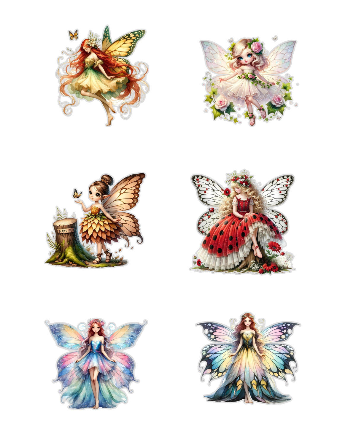 Fairy Fussy Cuts Journal Stickers | Set of 96 Pre-Cut Stickers (5 cm)