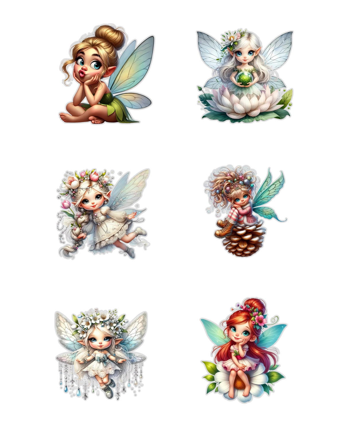 Fairy Fussy Cuts Journal Stickers | Set of 96 Pre-Cut Stickers (5 cm)