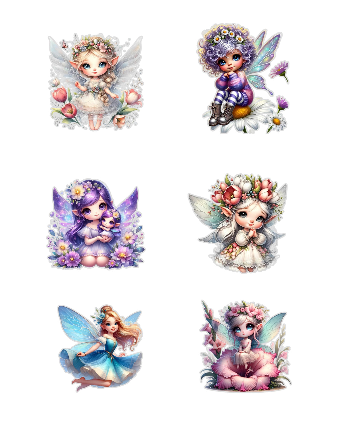 Fairy Fussy Cuts Journal Stickers | Set of 96 Pre-Cut Stickers (5 cm)