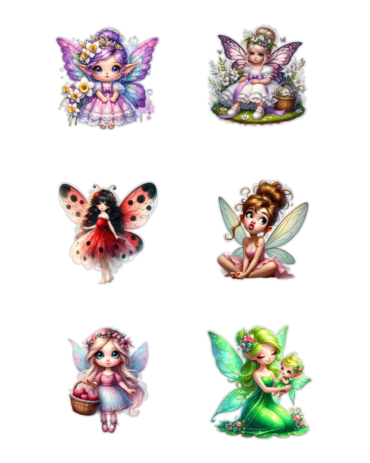 Fairy Fussy Cuts Journal Stickers | Set of 96 Pre-Cut Stickers (5 cm)