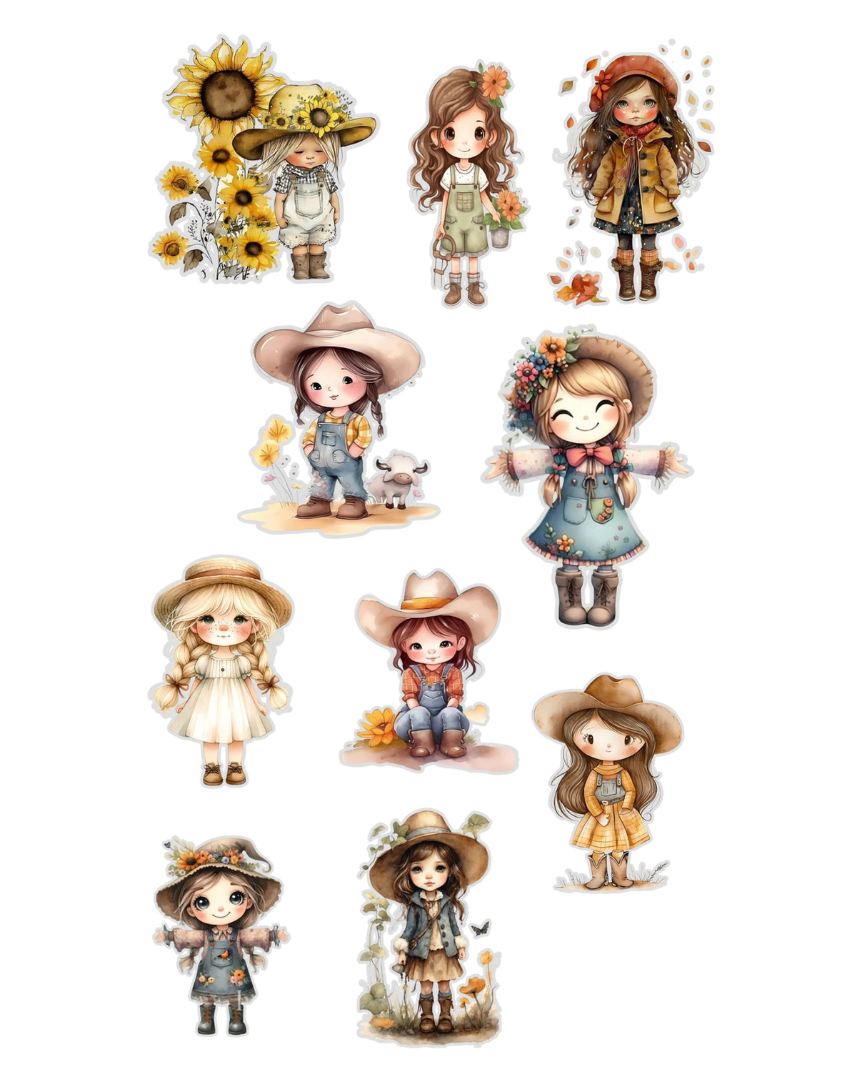 Cottage Girls Fussy Cuts Journal Stickers | Large Set of 130 Stickers (5 cm)