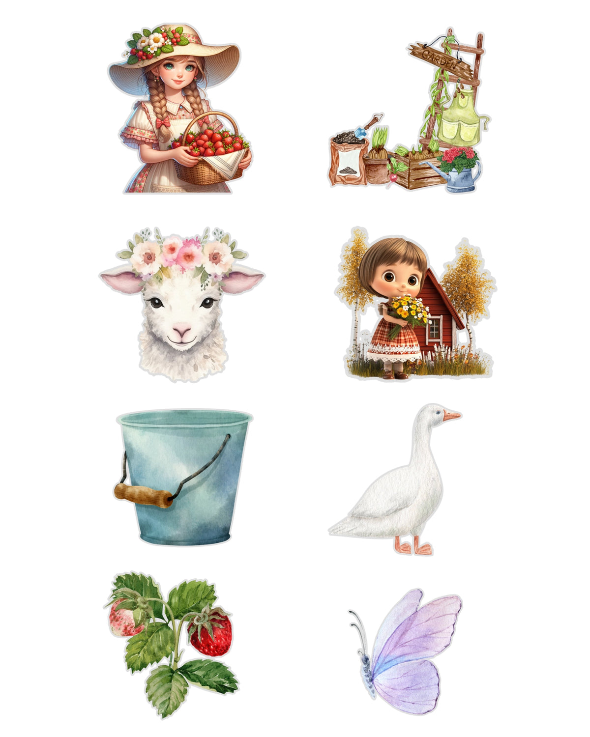 Cottage Girls Fussy Cuts Journal Stickers | Large Set of 130 Stickers (5 cm)