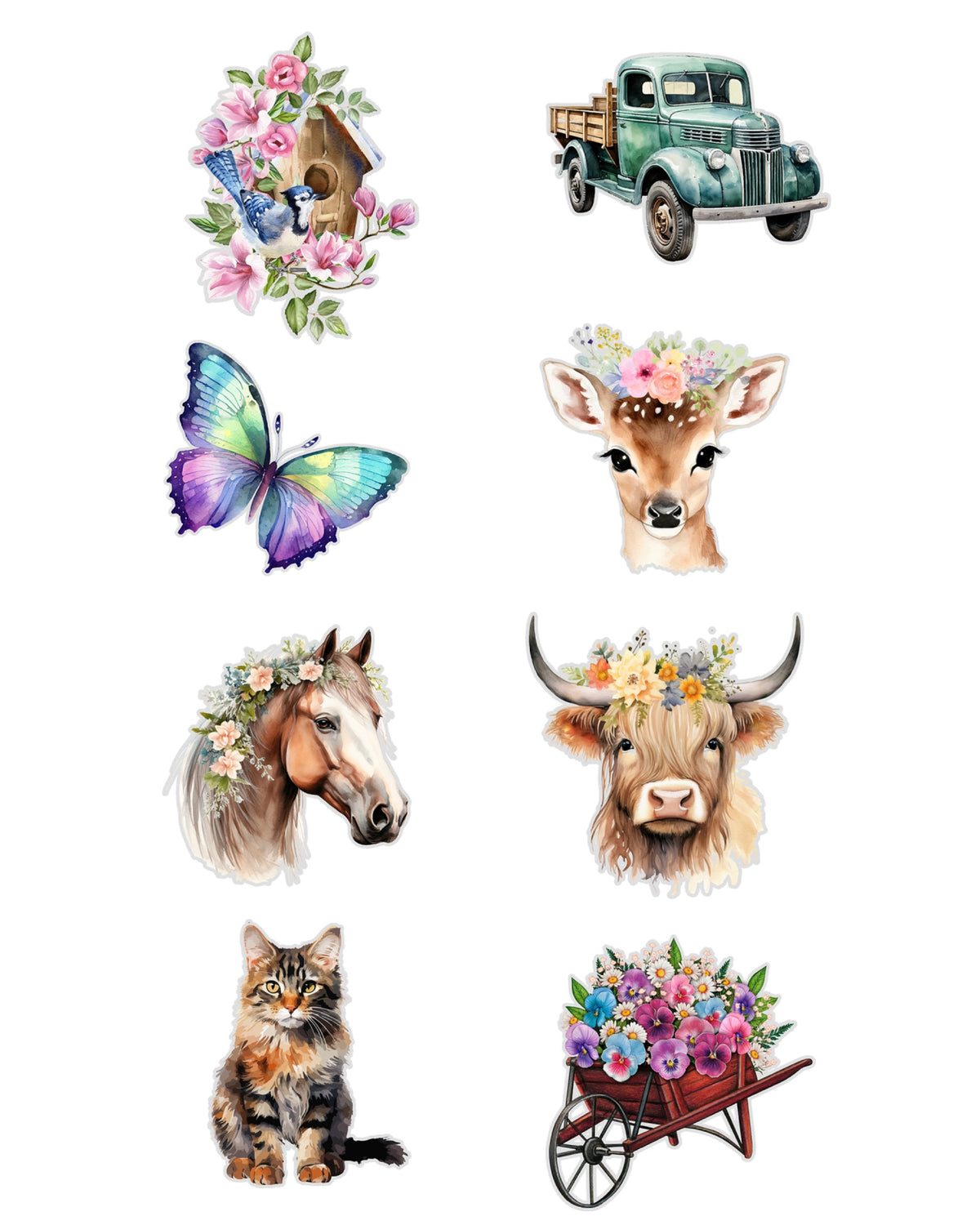 Cottage Girls Fussy Cuts Journal Stickers | Large Set of 130 Stickers (5 cm)