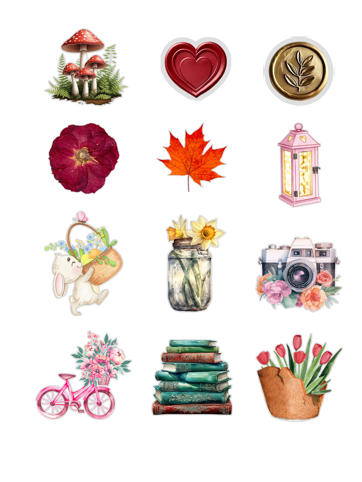 Mixed Journal Fussy Cuts Stickers | Set of 48 Pre-Cut Stickers (3 cm)