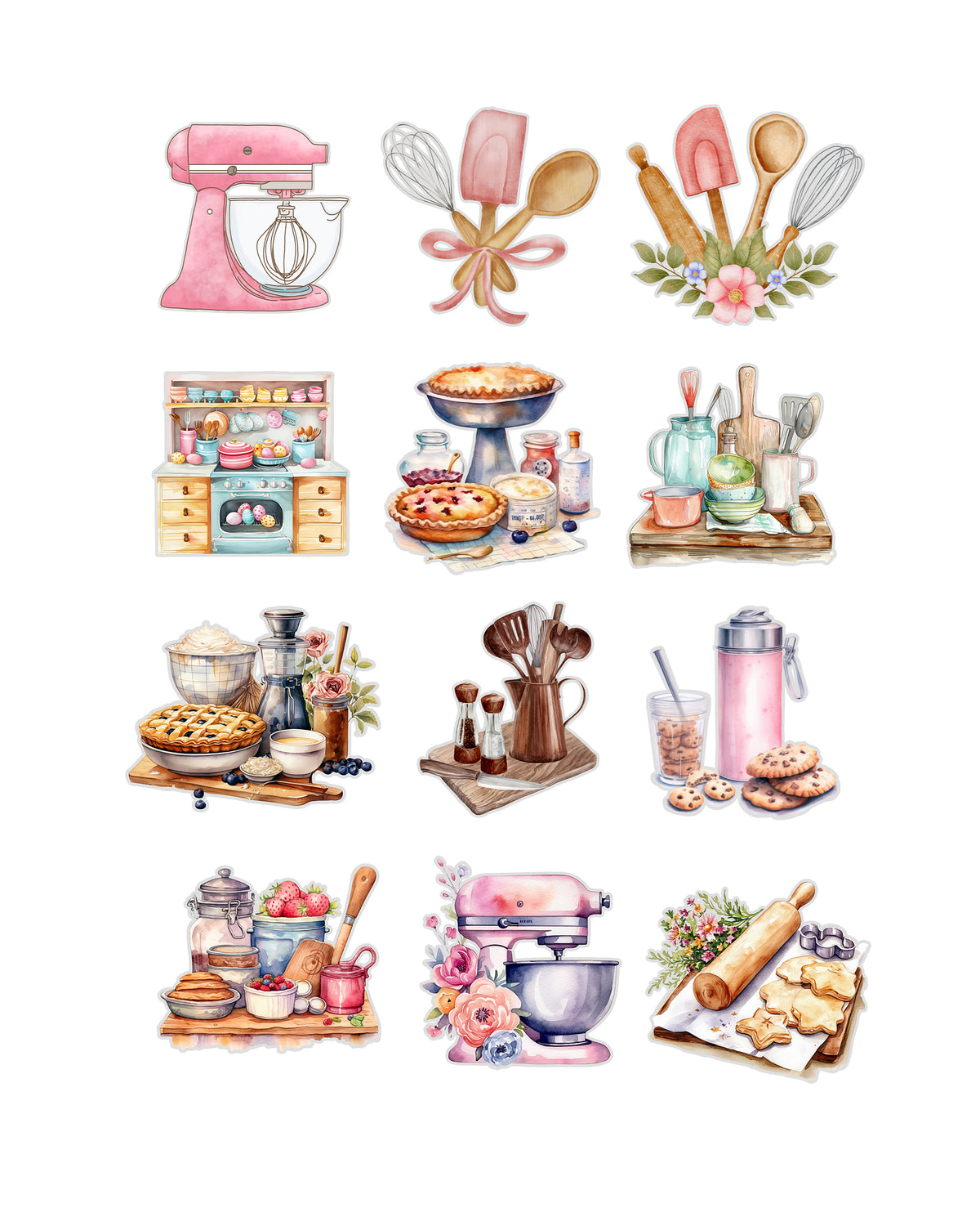 Baking and Sweet Treats Fussy Cuts | Set of 48 Pre-Cut Stickers (3 cm)