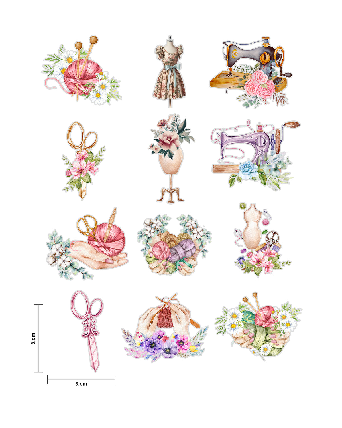 Spring Fussy Cuts Journal Stickers | Set of 48 Pre-Cut Stickers (3 cm)