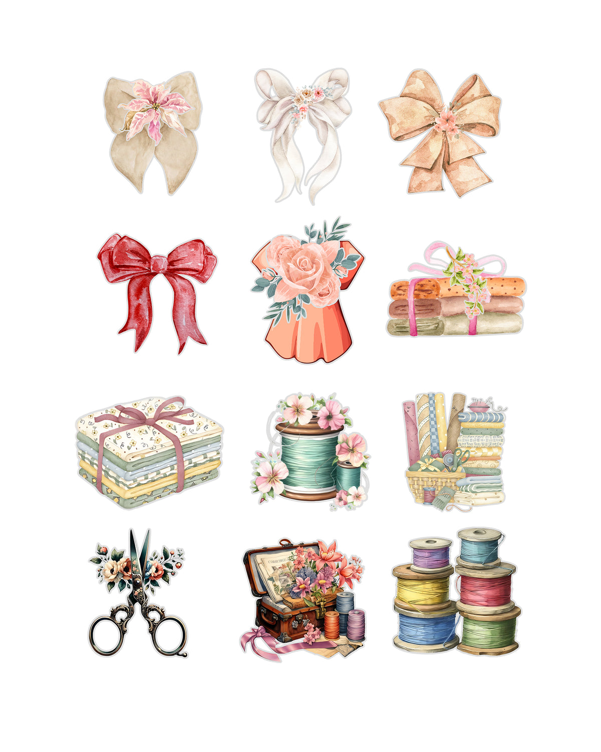 Spring Fussy Cuts Journal Stickers | Set of 48 Pre-Cut Stickers (3 cm)