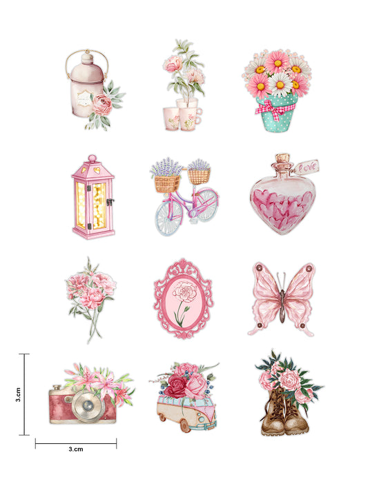 Shabby Chic Fussy Cuts Journal Stickers | Set of 48 Pre-Cut Stickers (3 cm)